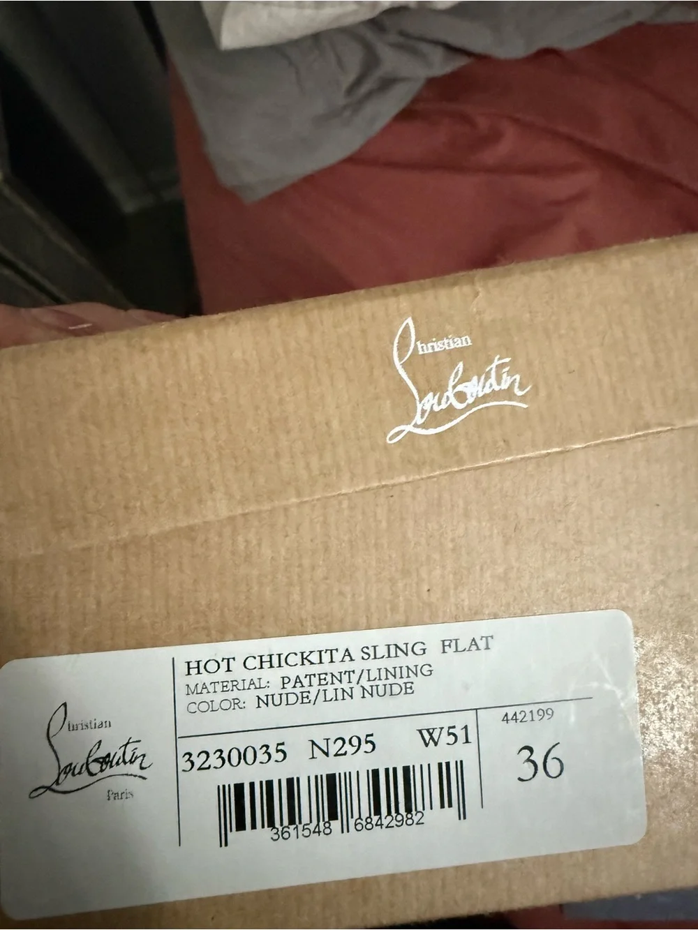 NEW Christian Louboutin Nude Patent Slingback Pumps - Picture 8 of 8
